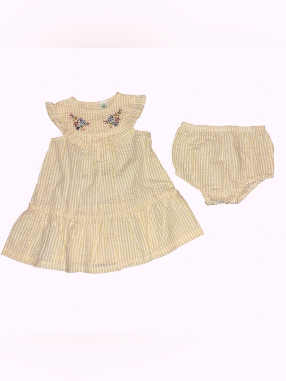 Little Me Yellow Stripe Dress with Matching Bloomers